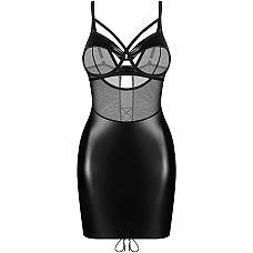 Сорочка Obsessive Dominna chemise & thong 2XL/3XL