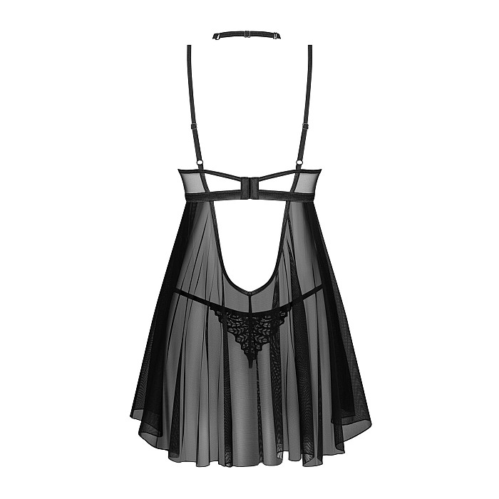 Бэби-долл Obsessive Donarella babydoll & thong, M/L, кружевной лиф, чокер и стринги в комплекте