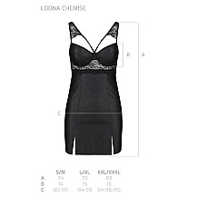 Бэби-долл из эко-кожи и кружева Passion LOONA CHEMISE S/M, black