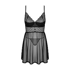 Эротический комплект Obsessive Chemeris babydoll & thong XL/2XL, пеньюар и стринги