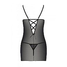 Сорочка с вырезами на груди, стринги Passion LOVELIA CHEMISE L/XL, black