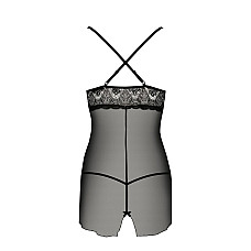 Прозрачная сорочка приталенная Passion QUENTRIS CHEMISE XXL/XXXL, black, трусики