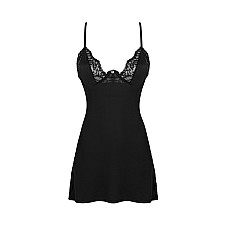Сорочка Obsessive Bellastia chemise&thong, XL/2XL, непрозрачная, фигурное декольте, стринги в наборе