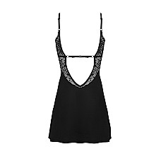 Сорочка Obsessive Bellastia chemise&thong, XL/2XL, непрозрачная, фигурное декольте, стринги в наборе