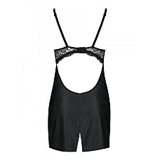 Бэби-долл из эко-кожи и кружева Passion LOONA CHEMISE XXL/XXXL, black