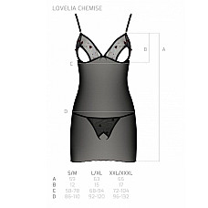 Сорочка с вырезами на груди, стринги Passion LOVELIA CHEMISE S/M, black