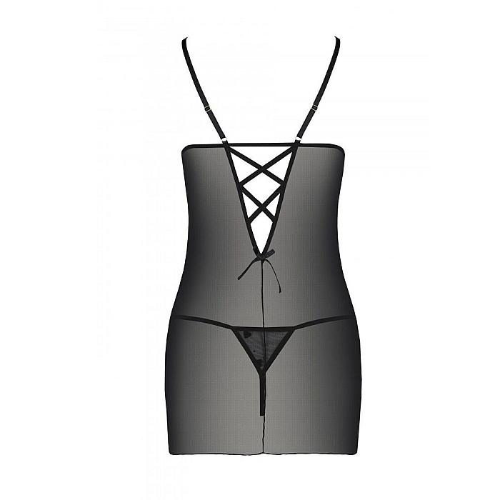 Сорочка с вырезами на груди, стринги Passion LOVELIA CHEMISE S/M, black