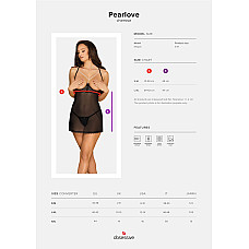Прозрачная сорочка с открытой грудью Obsessive Pearlove chemise & thong black S/M, трусики