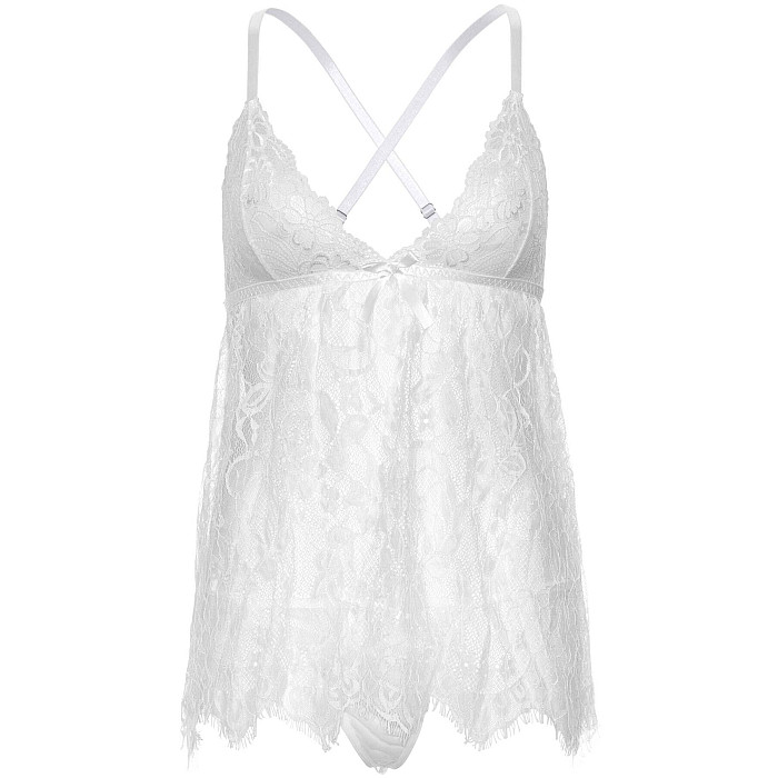 Пеньюар Leg Avenue Floral lace babydoll & string White L