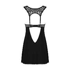 Сорочка бэби-долл с кружевом на груди Obsessive Donna Dream babydoll XS/S Black, стринги