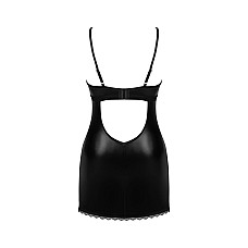 Сорочка Obsessive Norides chemise & thong, XS/S, облегающая, с мокрым эффектом, стринги в комплекте