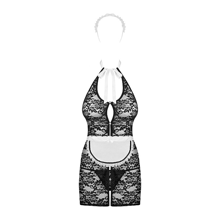 Еротичний костюм покоївки Obsessive Servgirl costume S/M, халат, стрінги, фартух, обруч
