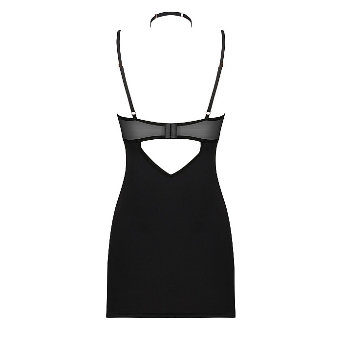 Сорочка Obsessive Selinne chemise & thong M/L Black, стринги, двойные бретели