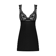 Сорочка бэби-долл с кружевом на груди Obsessive Donna Dream babydoll M/L Black, стринги
