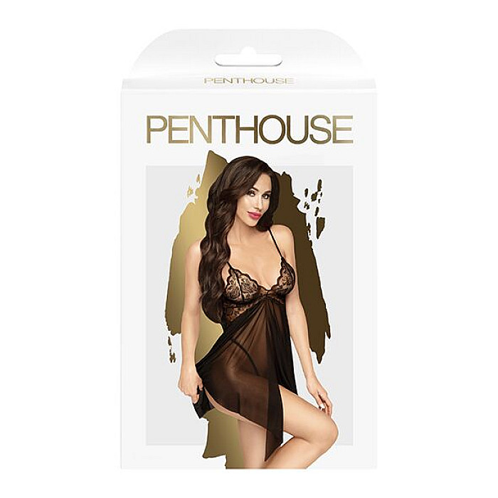 Бебі-дол з ажурним бралетом та високим розрізом Penthouse - Sweet Beast Black S/M