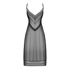 Полупрозрачная длинная сорочка Obsessive Estiqua chemise M/L, черный, ассиметричный крой