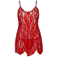 Сорочка беби-долл Leg Avenue Rose Lace Flair Chemise Red, Queen Size
