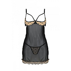 Эротический пеньюар Passion MARINA CHEMISE, XXL/XXXL, beige