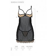 Эротический пеньюар Passion MARINA CHEMISE, XXL/XXXL, beige