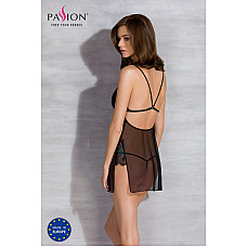 Сорочка Passion DELIENA CHEMISE L/XL black, стринги с заниженной талией