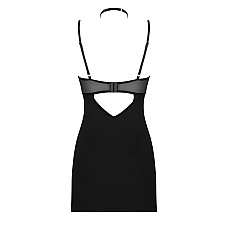Сорочка Obsessive Selinne chemise & thong XL/2XL Black, стринги, двойные бретели
