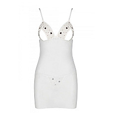 Сорочка с вырезами на груди, стринги Passion LOVELIA CHEMISE S/M, white