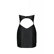 Мини-платье из экокожи Passion CELINE CHEMISE 6XL/7XL, black, шнуровка, трусики в комплекте
