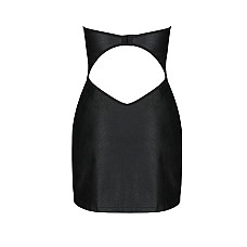 Мини-платье из экокожи Passion CELINE CHEMISE L/XL, black, шнуровка, трусики в комплекте