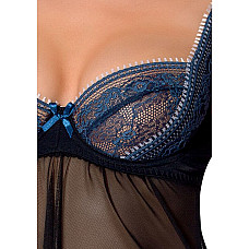 Распродажа!!! Сорочка беби долл прозрачная GISELE CHEMISE black S/M - Passion Exclusive, трусики