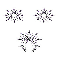 Пестіс з кристалів Petits Joujoux Gloria set of 3 - Black/Purple, прикраса на груди та вульву
