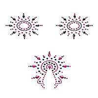 Пестіс з кристалів Petits Joujoux Gloria set of 3 - Black/Pink, прикраса на груди та вульву
