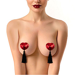 Пестис-сердечки с кисточками Art of Sex - Sparkling Hearts, красный