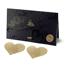 Пестіс - стикини Bijoux Indiscrets - Flash Heart Gold, наклейки на соски
