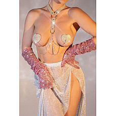 Пестис-сердечка з пензликами та чокером JSY Nipple Sticker AC8016 Gold