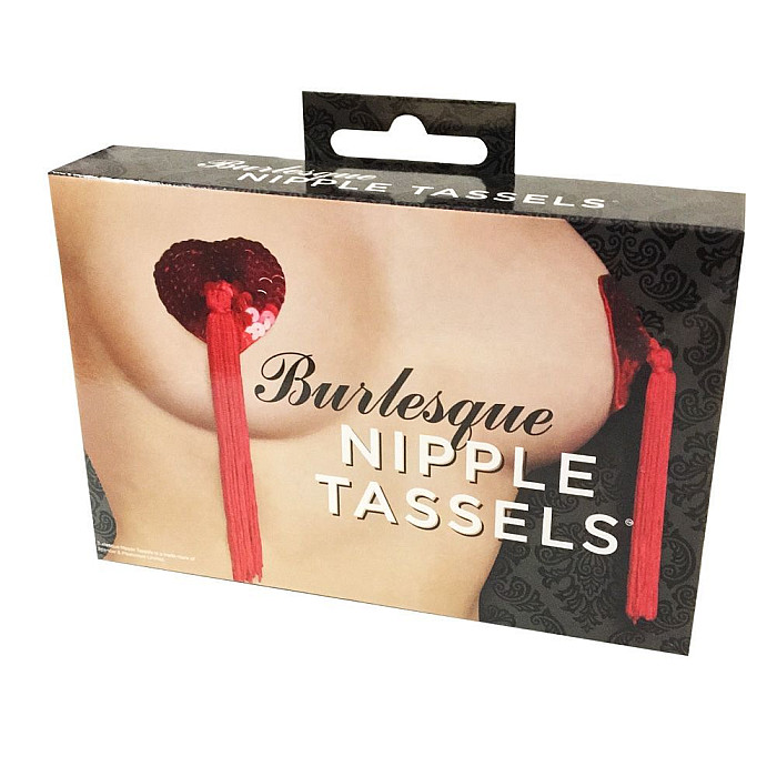 Пестіс - стікіні Burlesque Nipple Tassels, наклейки на соски, блискучі сердечка з китицями