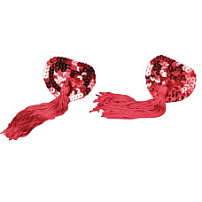 Пестіс - стікіні Burlesque Nipple Tassels, наклейки на соски, блискучі сердечка з китицями