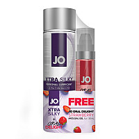 Комплект JO GWP - Xtra Silky Silicone (120 мл) & Oral Delight - Strawberry (30 мл)