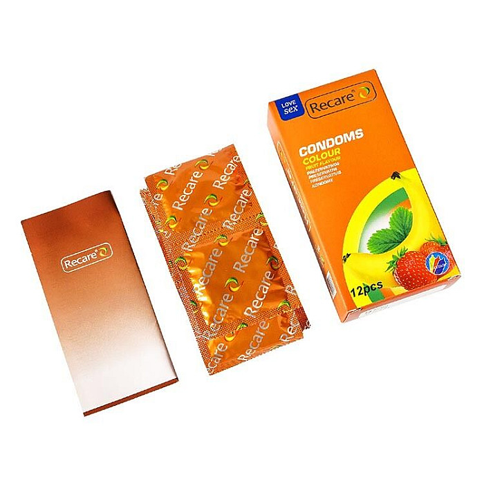 Презервативы Recare Color Fruit Flavour Condoms 12 шт, ароматы: мята, банан, клубника