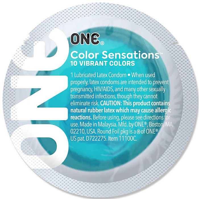 Презерватив ONE Color Sensations Catch the perfect ONE, 1 шт, бирюзовый, гладкий, со смазкой