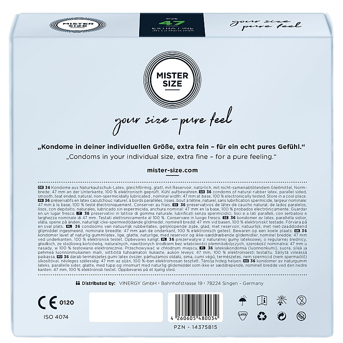 Презервативы Mister Size - pure feel - 47 (36 condoms), толщина 0,05 мм