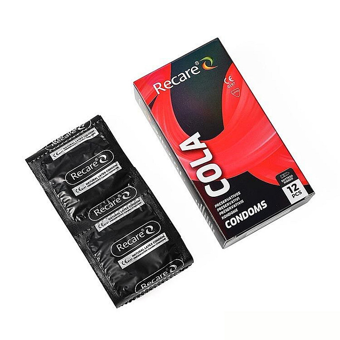 Презервативы Holographic Recare Cola Dotted&Ribbed Condoms 12шт, с пупырышками и ребрами,аромат:Кола
