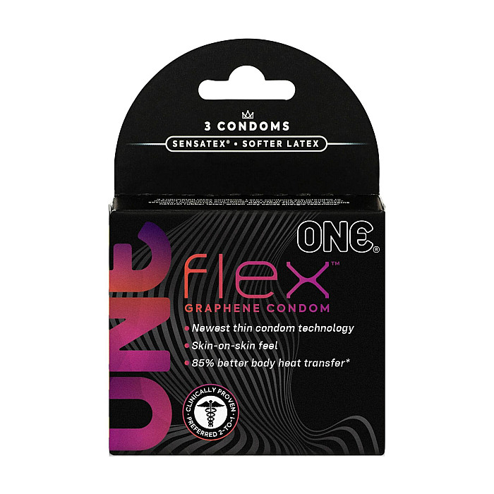 Презервативы ONE Flex Graphene, 3 шт, супертонкие, очень прочные, картонная упаковка