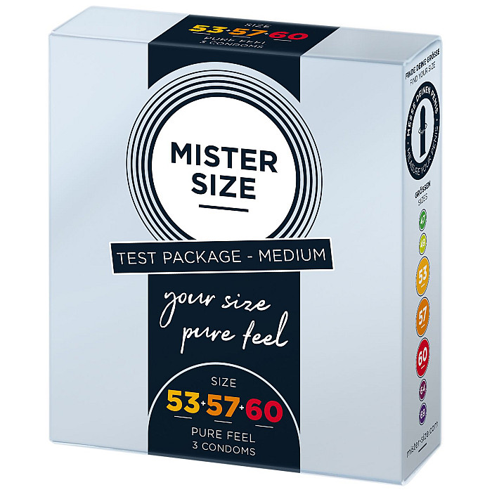 Набор презервативов Mister Size - pure feel - 53–57–60 (3 condoms), 3 размера, толщина 0,05 мм