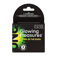 Презервативы ONE Glowing Pleasures, 3 шт, светятся в темноте, со смазкой, картонная упаковка