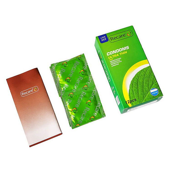 Презервативы Recare Ultra Thin Mint Condoms 12 шт, ультратонкие, аромат: мята