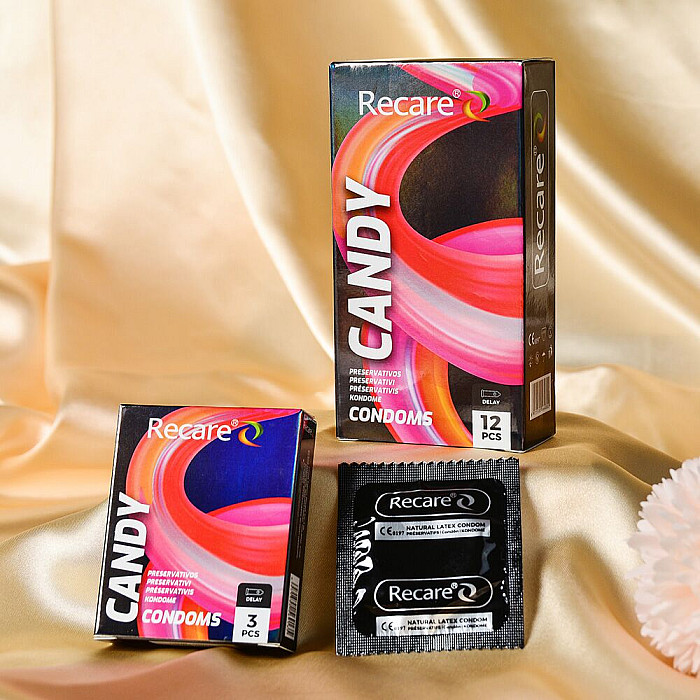 Презервативи Holographic Recare Delay Candy Condoms 3 шт, пролонгувальний ефект, цукерковий аромат