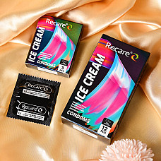 Презервативы Holographic Recare Ice Cream Big Dotted Condoms 12 шт, с пупырышками, аромат: мороженое