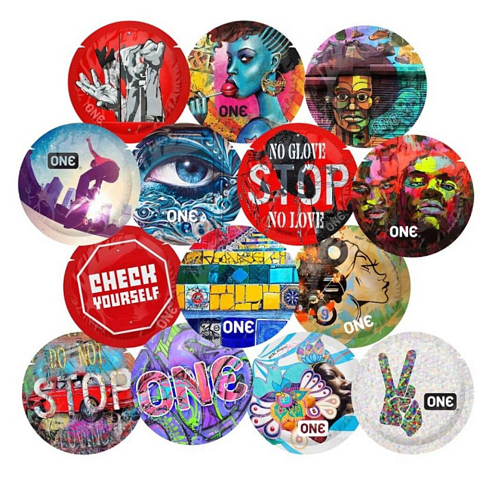 Презерватив ONE Street Art Collection, 1 шт, гладкий, со смазкой, дизайнерская упаковка