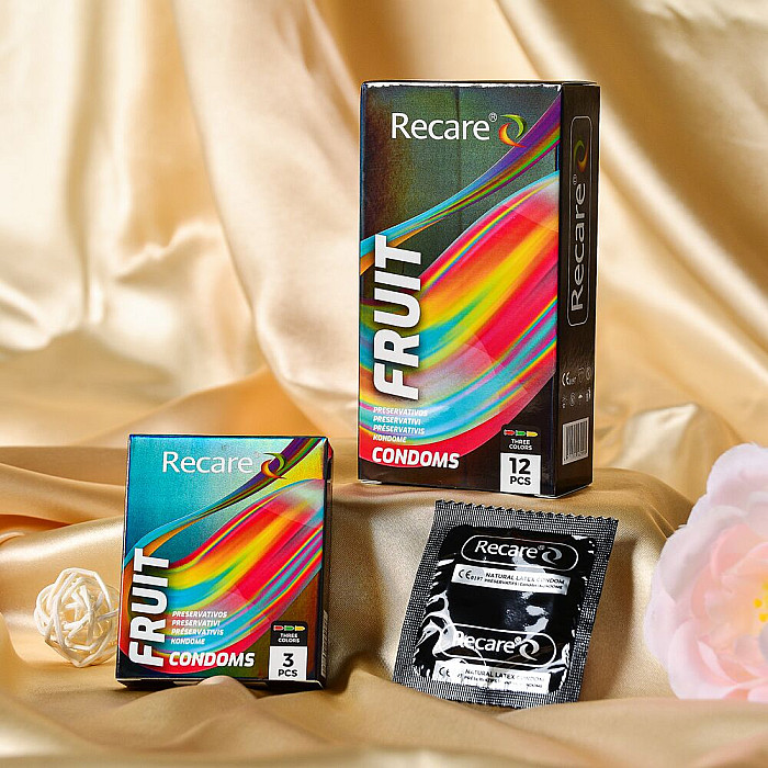 Презервативы Holographic Recare Fruit Flavour Condoms 12 шт, ароматы: мята, банан, клубника