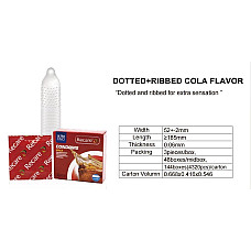 Презервативи Recare Cola Dotted&Ribbed Condoms 3 шт, з пухирцями та ребрами, аромат: Кола